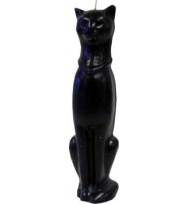 8 INCH EGYPTIAN CAT RITUAL CANDLE - BLACK