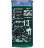 14 DAY CANDLE MONEY DRAWING – GREEN 4″ Wide and 9″ Tall