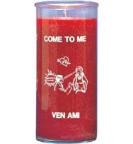 14 DAY COME TO ME CANDLES – RED 2 1/2″ wide and 8 1/8″ tall