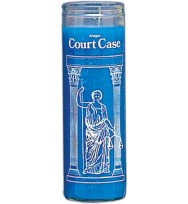 7 DAY GLASS CANDLE COURT CASE – BLUE 2 1/2″ wide and 8 1/8″ tall