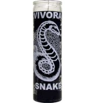 7 DAY GLASS CANDLE SNAKE – BLACK 2 1/2″ wide and 8 1/8″ tall