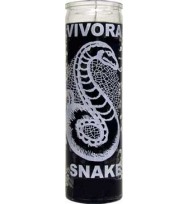  7 DAY GLASS CANDLE SNAKE – BLACK 2 1/2″ wide and 8 1/8″ tall