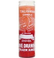  7 DAY CANDLE 2 COLOR LOVE DRAWING – PINK / RED 2 1/2″ wide and 8 1/8″ tall