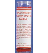 7 SISTERS OF NEW ORLEANS 7 DAY GLASS DRESSED CANDLE BRING BACK YOUR MATE TRIPLE STRENGTH – RED 2 1/2″ wide and 8 1/8″ tall