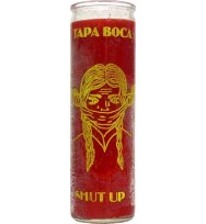 7 DAY GLASS CANDLE SHUT UP – RED 2 1/2″ wide and 8 1/8″ tall