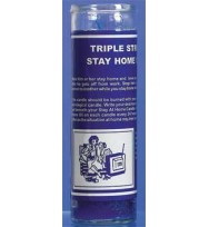 7 SISTERS OF NEW ORLEANS 7 DAY GLASS DRESSED CANDLE STAY AT HOME TRIPLE STRENGTH – BLUE  2 1/2″ wide and 8 1/8″ tall