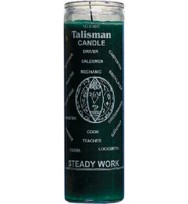 7 DAY GLASS CANDLE STEADY WORK – GREEN 2 1/2″ wide and 8 1/8″ tall