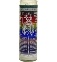 7 DAY 7 COLOR CANDLE ST. JUDE 2 1/2″ wide and 8 1/8″ tall